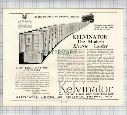 X1732) KELVINATOR Electric Larder ADVERT / Werner Park Eastbourne - 1927 Cutting