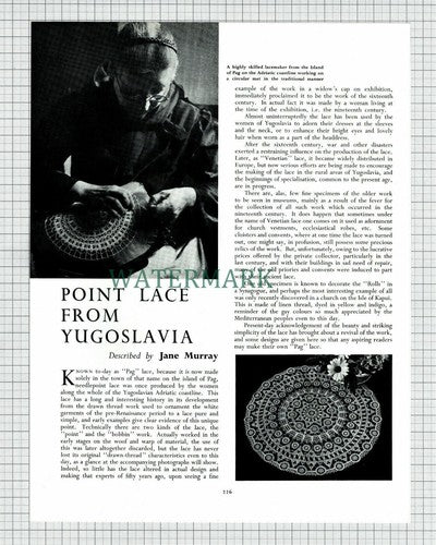 X1799) Pag Lace Yugoslavia - c.1954 Article