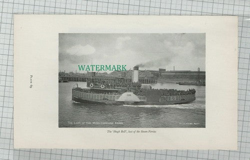 C1462) The HUGH BELL Steam Ferry Middlesbrough - c.1960s Paper Cutting