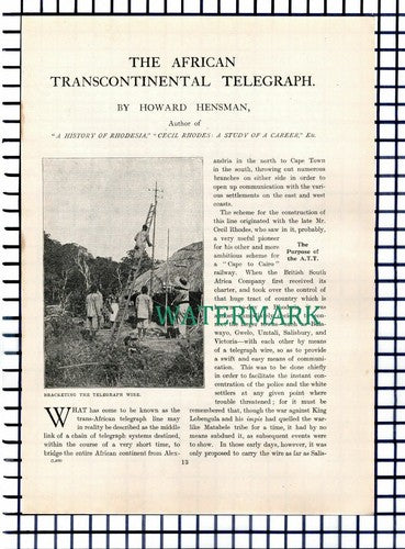 (7479) African Transcontinental Telegraph Cecil Rhodes  c.1920s 13-Side Article