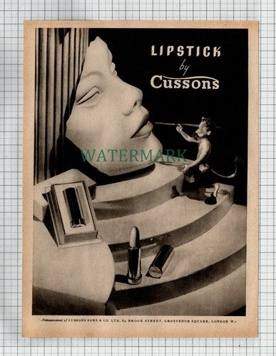 (7137) Cussons Lipstick Pan Mythology / Bravingtons Jeweller London - 1948