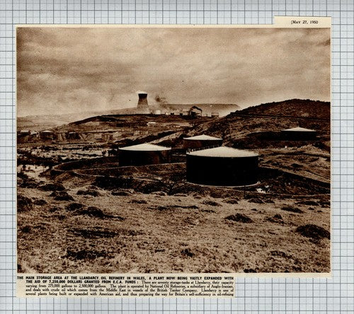The Llandarcy Oil Refinery Wales Expansion - 1950 Clipping/ Print