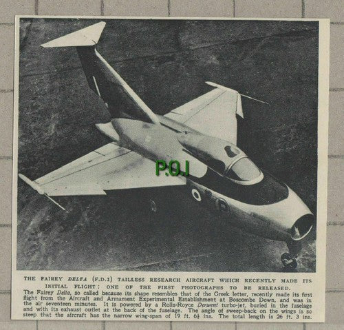 C1532) The Fairey Delta FDI Tail-less Research Plane First Flight - 1951 Clip