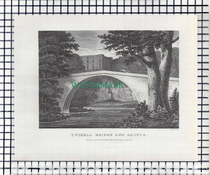 Dunstanborough Castle Northumberland / Twizell Bridge   - c.1960s Book Print