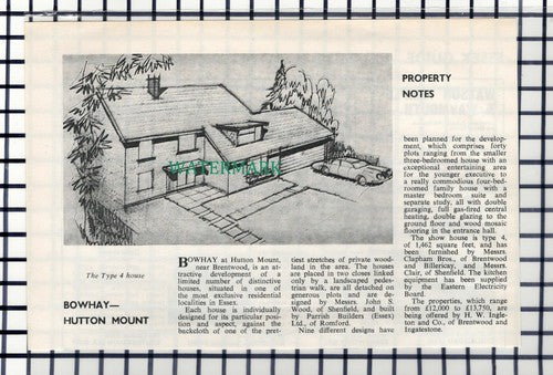 C7351) Bowhay Hutton Mount Brentwood Essex Housing Development - 1967 Cutting