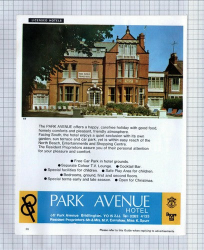 (5806) Park Avenue Hotel Bridlington Earnshaw / Southcliffe Dismore Wright  1973