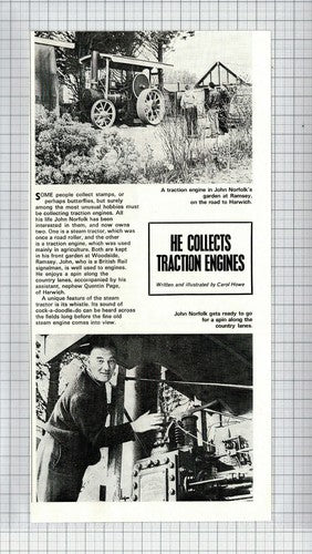 John Norfolk Woodside Ramsey Essex Traction Engines Quentin Page - 1969 Clipping