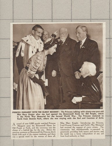 Miss Mary Knight Bowerswell Home Perth Princess Margaret  - 1950 Cutting