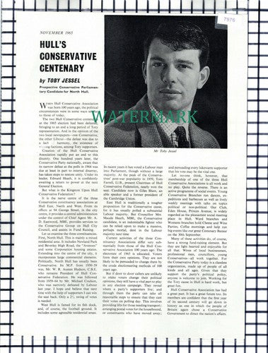 (7976) Hull Conservative Association Toby Jessel - 1965 Article