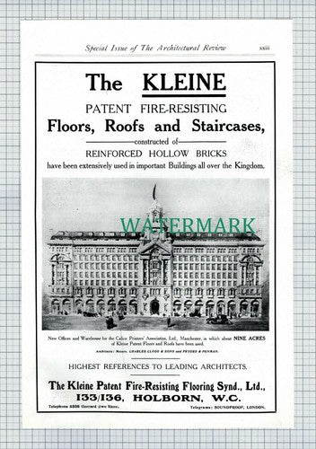 X1910) Kleine Patent Calico Printers Manchester Falkirk Iron Drake & Gorman 1911