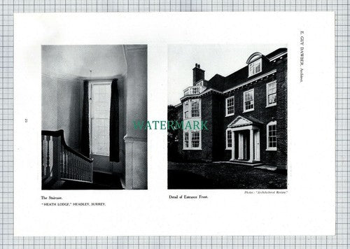 X1913) Heath Lodge Headley Surrey E Guy Dawber - 1911 Picture Article