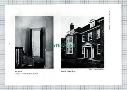 X1913) Heath Lodge Headley Surrey E Guy Dawber - 1911 Picture Article