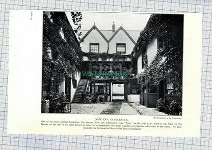 C7794) New Inn Gloucester  / Three Hammers St Stephens  -c.1950s Print /Cutting