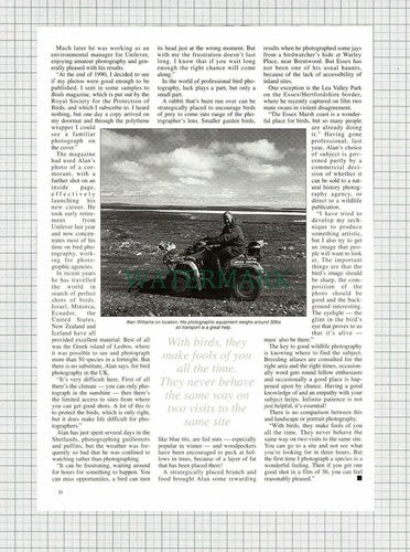 (6898) Alan Williams Photographer  - 1994 Article