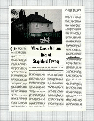 (8383) Stapleford Tawney Essex William Nicholson Bell's Farmhouse - 1982 Article