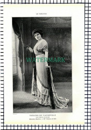 X1597) Mlle Suzanne de Behr Theatre du Vaudeville France   - 1910 Book Print