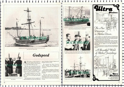 (8350) Godspeed Replica Ship Harwich Doreen Ruston George Salley - 1985 Article