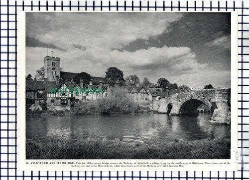 (7736) Aylesford Bridge Kent  - 1960s Book Print