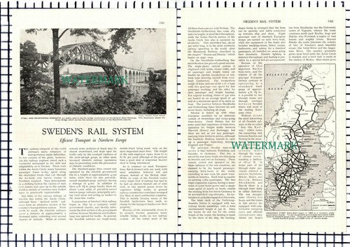 (7330) Sweden Rail System Swedish Railways  -   6-Side 1930s Article