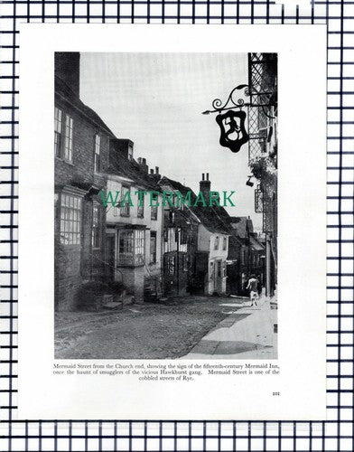(7717) Rye Sussex Mermaid Street  Watchbell Street - 1957 Book Print