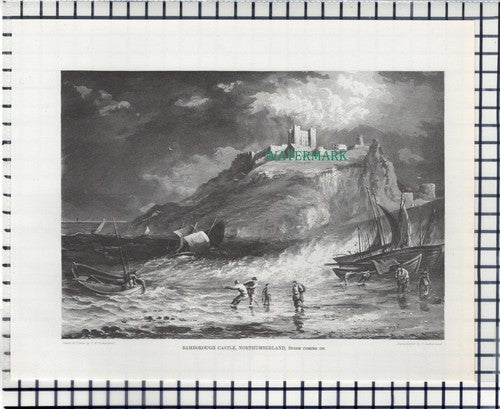 Bamborough Castle Northumberland Bamburgh- c.1960s Cutting / Print