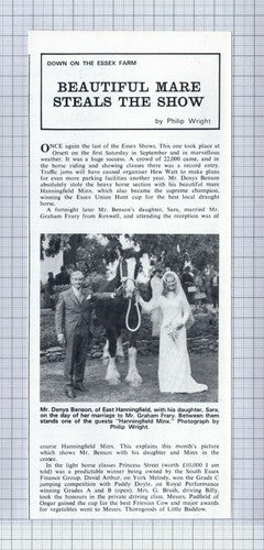 (5500) Denys Benson East Hanningfield Minx Horse Sara Graham Frary  - 1973 Clip