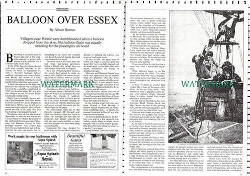 (8409) Writtle Essex Balloon Henry Lucy Duruof  - 1992 Article