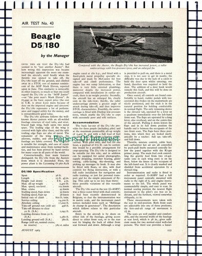 (6786) Beagle D5 / 180 Air Test   - 1963 Article