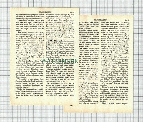(6216) Sichon Siv Cambodia White House America  - 1991 Article