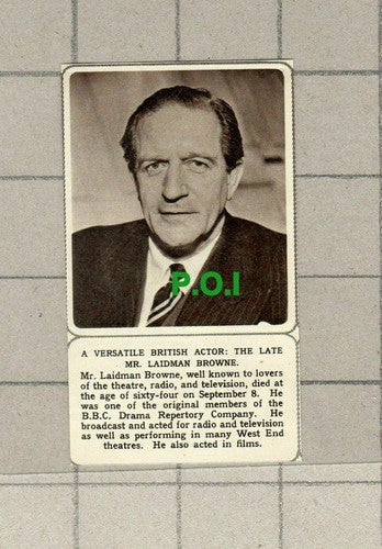 C1672) Mr Laidman Browne Actor BBC Drama Repertory Co  Obituary   - 1961 Clip