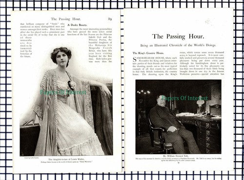 (6352) Mr William Howard Taft Sandringham House Ethel Warwick  - c.1909 Article