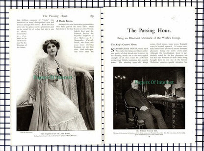(6352) Mr William Howard Taft Sandringham House Ethel Warwick  - c.1909 Article