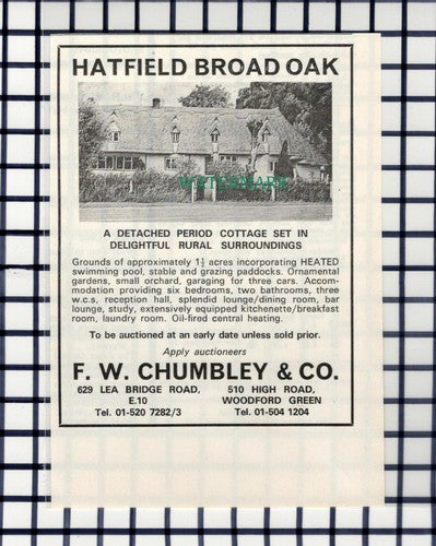 C6610) Hatfield Broad Oak House Sale Advert     - 1970 Cutting
