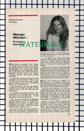 C7169) Margo Winter Badminton -  1974 Small Article
