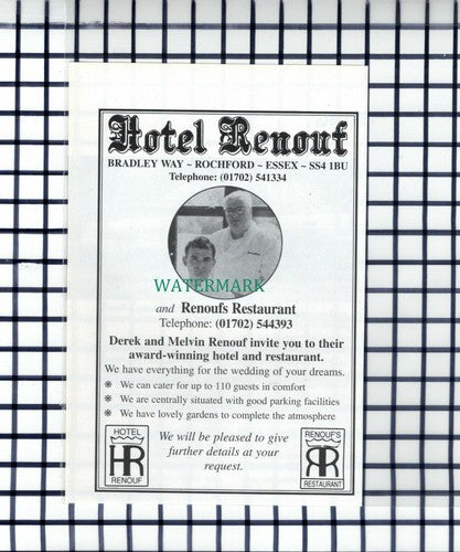 C6551) Hotel Renouf Rochford Essex Derek Melvin Advert - 1996 Cutting