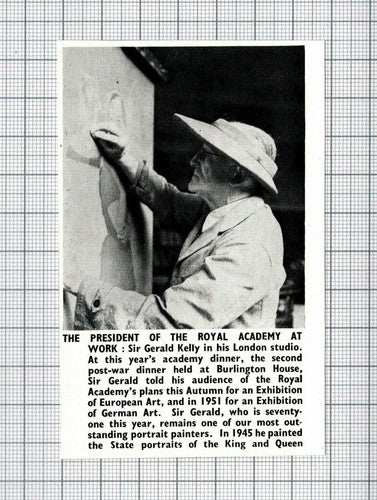 Sir Gerald Kelly Artist Royal Academy London - 1950 Small News Clipping