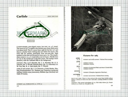 (8390) CARLISLE Racecourse Horse Racing - 1965 2-Part Cutting