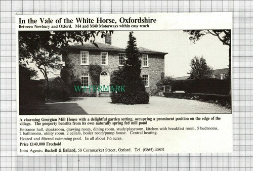 C2972) Vale Of The White Horse Georgian Mill House Sale Advert - 1981 Clip