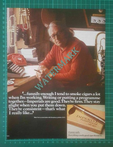 Humphrey Lyttelton Imperial Panatellas Cigars   - 1973 Advert