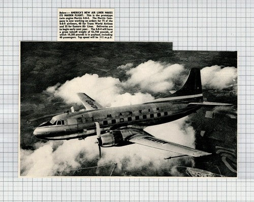 Air Liner Martin Company Martin 4-0-4  America Maiden Flight 1950 News Clipping