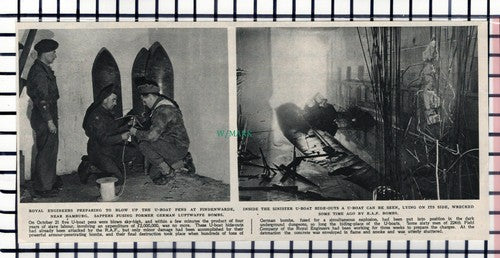 C6202) 224th Royal Engineers U Boat Pens  Blown Up Findenwarde - 1945 Cutting