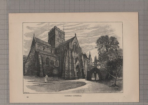 (6313) Carlisle Cathedral  - 1895 Antique Book Print
