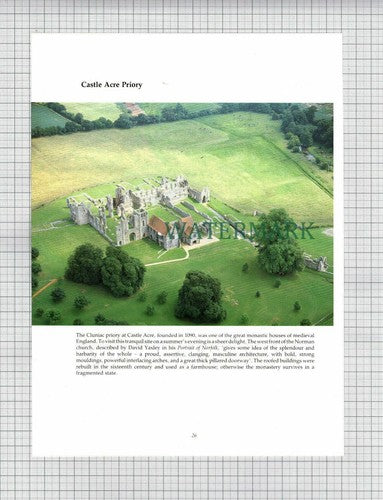 (8497) Norwich / Castle Acre Priory Aerial View - c.1980s Cutting