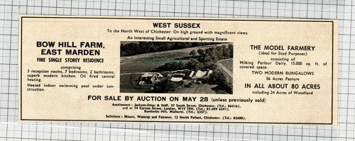 (C175) Bow Hill Farm East Marden Chichester Auction  - 1969 Clip