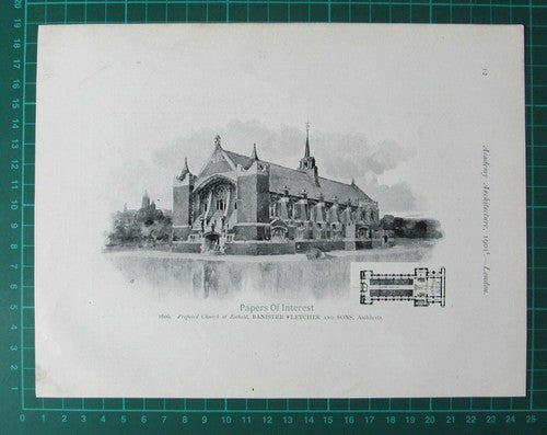 New Tower Holy Trinity Church Long Melford / Enfield Church Banister -1901 Print