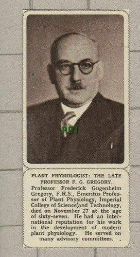 (5152) Professor Frederick Gugenheim Gregory Plant Physiologist 1961 SMALL Clip