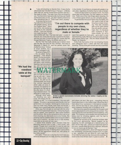 (57)   Anita North   Clay Pigeon Shooting DTL  -  Vintage Magazine Article