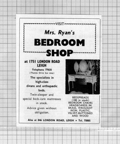 Mrs Ryan's Bedroom Shop 1751 London Rd Leigh on Sea Advert  -1968 Clipping