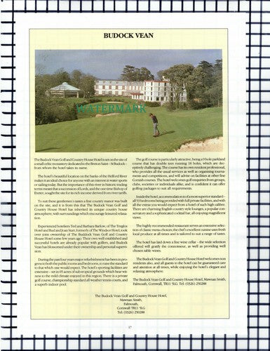Budock Vean Hotel Falmouth / Treglos Padstow Ted Barlow - c.1980s Cutting/ Print