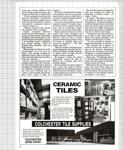 Martin Tooke It's Surreal Thing Westcliff On Sea Essex Atrax - 1987 Article